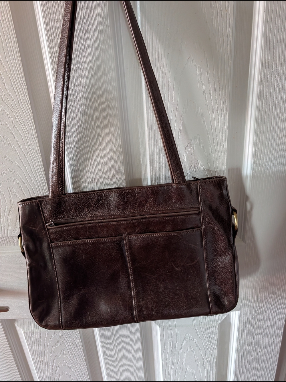 Elegant Dark Brown Leather Shoulder Bag for Women
